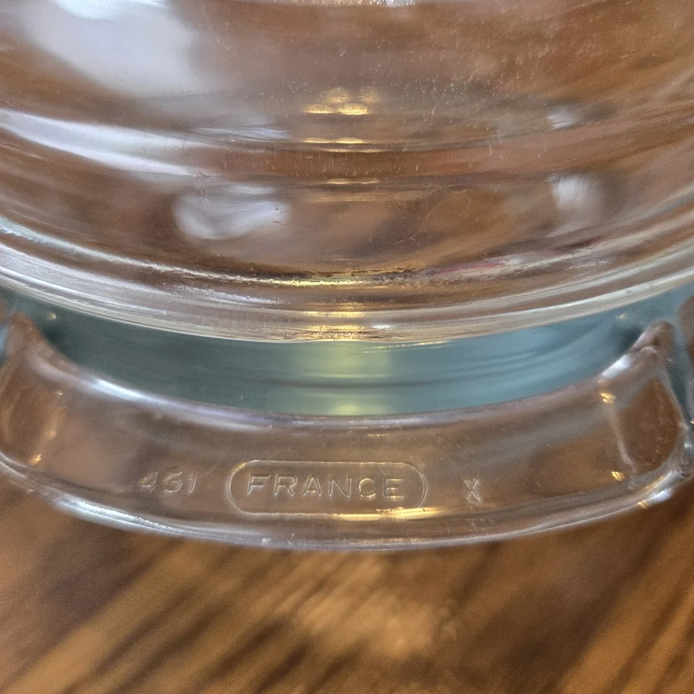 Vintage PRYEX Round Casserole Clear Glass Baking Dish with Lid 451 France X Bake